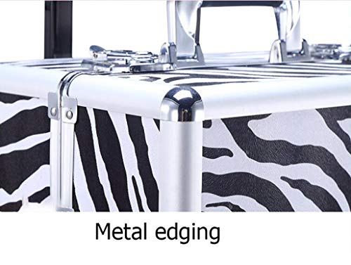DPPAN 3-in-1 Professionell Groß Trolley Kosmetikkoffer, Alu Make-up Koffer mit 360° Rollen, Schminkkoffer für… – Bild 5