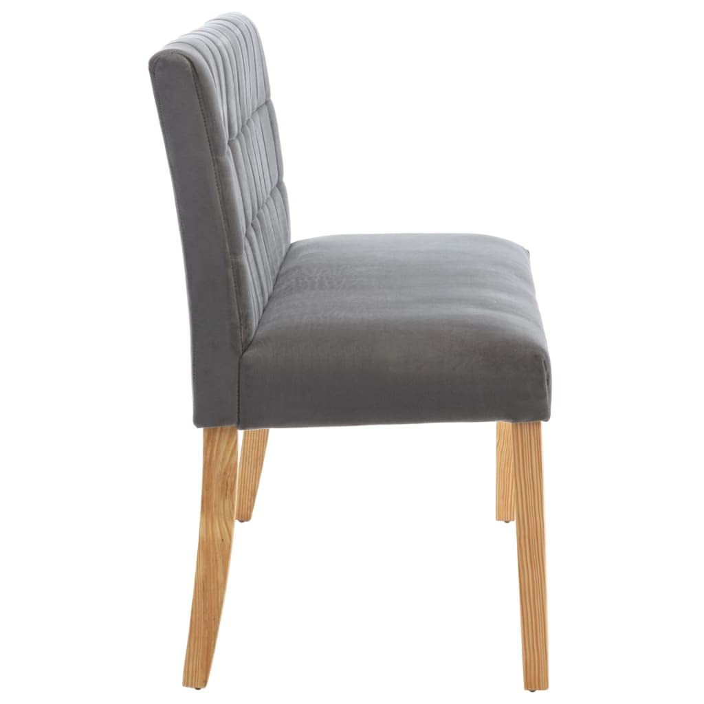 Banco de terciopelo con respaldo de 140 cm, color gris, grueso acolchado con diseño acolchado, patas de madera de caucho y patas de madera, cómodo banco para pasillo o salón, fácil montaje