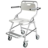 Douchestoel, verstelbare douchestoel met verrijdbare, opvouwbare mobiele stoel Badkamer toiletkruk Douchebank, voor gehandicapten, gehandicapten, senioren en ouderen