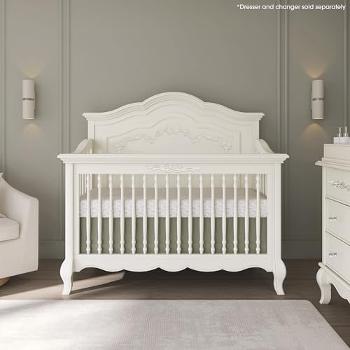 Image of Evolur Aurora 5-in-1 Convertible Full Size Baby Crib, Ivory Lace