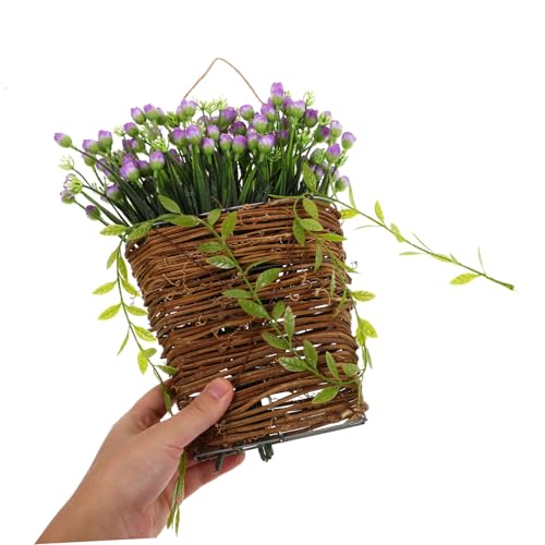 Panier suspendu couronne fleurs artificielles pour déco extérieure