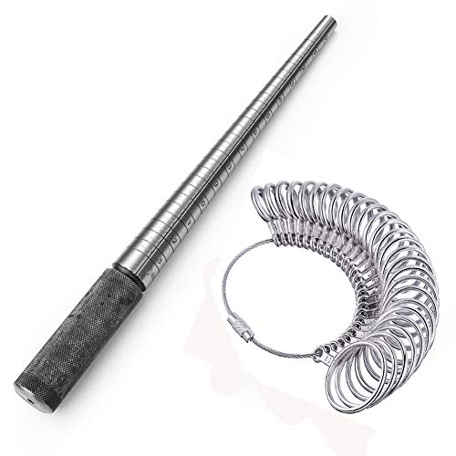 Accmor Ring Sizer Measuring Tool Including Stainless Steel Ring Mandrel US Size 0-13