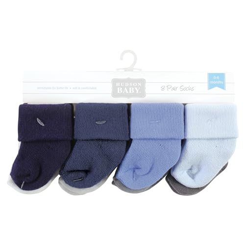 Image of Hudson Baby Baby 8-pack Cotton Rich Newborn and Terry Socks