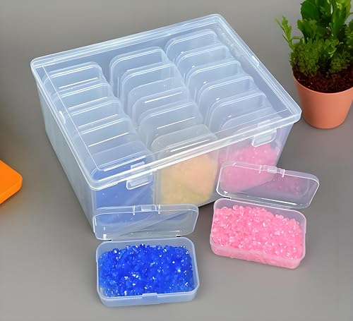 Image of 38 Pcs Clear Plastic Storage Box Set with Lids - Multi-Size Rectangular Organizer Containers for Beads, Hardware, Screws, Jewelry and Office Supplies - Stackable Case for Craft & Workshop Organization