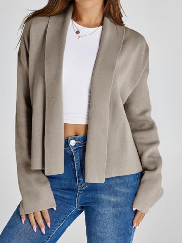 Image of Saodimallsu Womens Cropped Cardigan Open Front Shawl 2026 Fall Trendy Long Sleeve Sweater Jacket