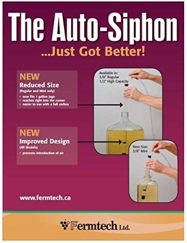 Fermtech Regular Deluxe Siphon Homebrew Kit, Regular Auto-Siphon Brewing Equipment, 24 Pro Wine Bottling Wand Filler, Clamp and Tubing and 30 Brush. Wine, Beer, and Kombucha Making Supplies