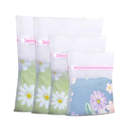 Grsta Sacchetti Lavatrice Biancheria, 4 Pezzi Sacchetti per Lavatrice, Con Cerniera Nascosta, Retina per Lavatrice, Sacchetto Lavatrice, per Camicie, Biancheria Intima, Vestiti per Bambini, Reggiseni