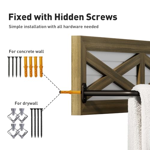 Sauce Zhan TOWEL RACK-SET OF 2 Extra Long Rustic Towel Rack 2 Pcs, 23.6 Inch Monterey Pine Solid Wood Towel Holders Wall Mounted With Metal Bar, Brown Farmhouse Style, For Hand & Bath Towels thumb #5