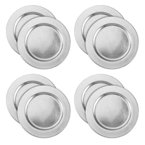 com-four® 8x Platzteller gebürstet - wiederverwendbare Unterteller - Tischdeko - edle Dekoteller für Hochzeit, Familienfeier, Weihnachten - Ø 33 cm Servierplatten