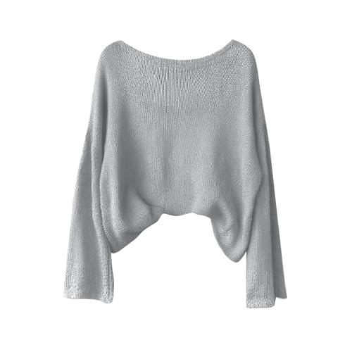 KIKX0DE Womens Bow Sweater Long Sleeve Round Neck Casual Knitwear Pullover Soft Winter Oversized Sweaters3