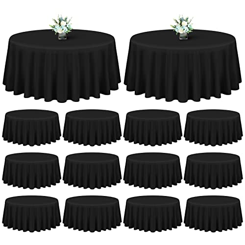 Showgeous 12 Pack Black Polyester 90 Inch Round Tablecloths
