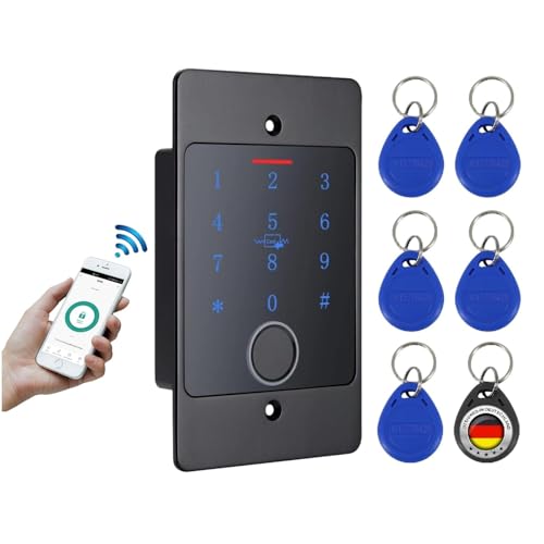 MATHFEL Sistema di accesso Smart Lock con impronte digitali e RFID – Serratura elettronica per porta di casa, IP66, codice e transponder, serratura elettrica esterna, serratura automatica intelligente