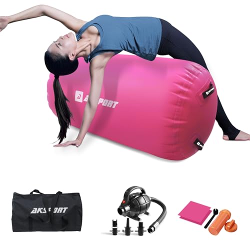 AKSPORT Air Roller Airtrack Roller Yoga Roller Inflable Air Barrel Gymnastics Roller con bomba de aire para uso doméstico/yoga/cheerleading/tumbling/back walkovers