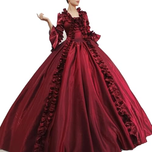 UniqKaliber Damen Viktorianisches Rokoko Kleid Maskerade Abschlussball Ballkleid Gothic Abendkleid Halloween Kostüm