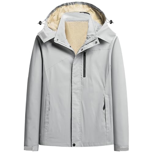 Image of PEGENO Men's Winter Thick Hooded Jacket Fleece Lining Windproof Parka With Removable Hood Coat