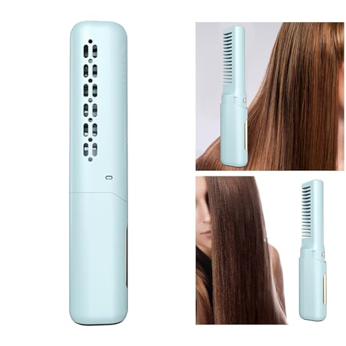 Cepillo Alisador de Pelo Portátil con Carga USB Azul miniatura 7