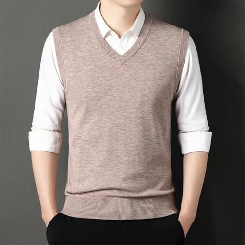 Men Thick Woolen Knitted Vest Business Casual Solid Color Sleeveless Pullover Waistcoat4