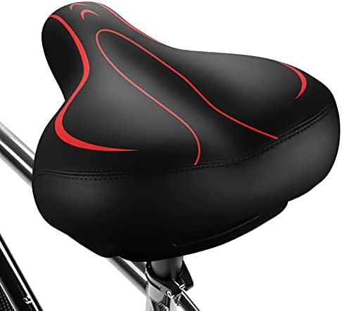 Xmifer Oversized Bike Seat, Comfortable Bike Seat - Universal Replacement Bicycle Saddle - Waterproof Leather Bicycle Seat with Extra Padded Memory Foam - Bicycle Seat for Men/Women