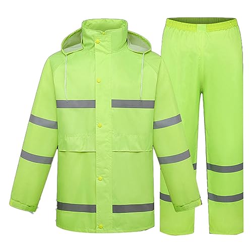 Chubasquero，Chaqueta impermeable Traje de lluvia for hombre, impermeable, transpirable, de dos niveles, for hombre, chaqueta de lluvia con pantalones, equipo de lluvia reflectante de alta visibilidad(