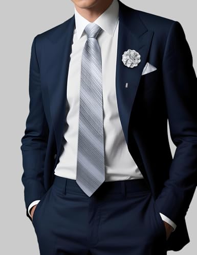Image of DiBanGu Mens Zipper Tie Silk Pre-Tied Necktie with Gift Box