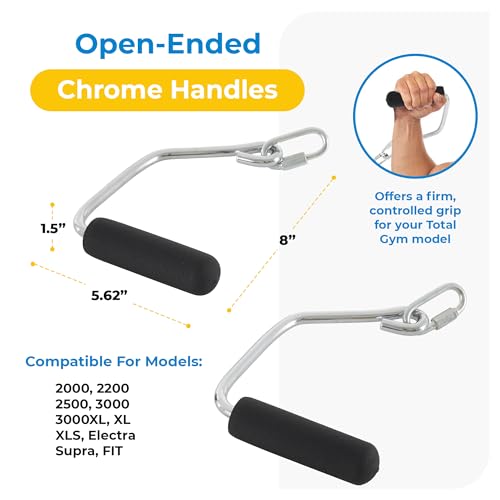 Total Gym Accessories Open Ended Chrome Grip Handles for Total Gym Home Workout Machines, Compatible for Supra, Electra, FIT, Black - Thumbnail 3