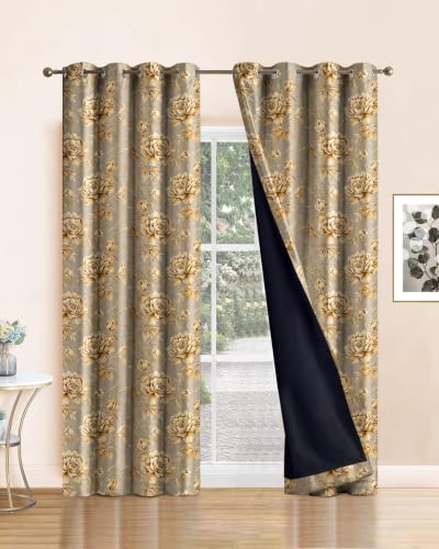 Image of Cloth Fusion Printed 100% Blackout Long Door Curtains 9 Feet Set of 2