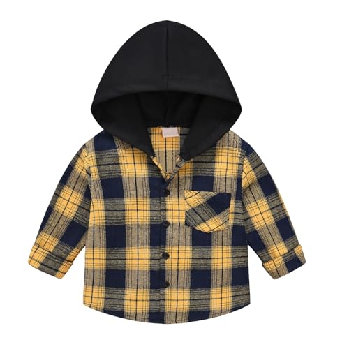 Little Boys Girls Flannel Shacket Hoodies Oversized Long Sleeve Button Down Plaid Shirt Jacket Toddler Casual Cool Y2K Coats2