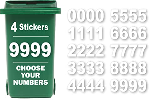 4 Pack Wheelie Bin Numbers for Bins - Choice of Numbers 0-9 - Wheelie Bin Stickers for Wheelie Bins Bin Number Stickers Vinyl 18cm Bin Sticker Easy to Apply Sticky Numbers Bin Numbers (Number 9)