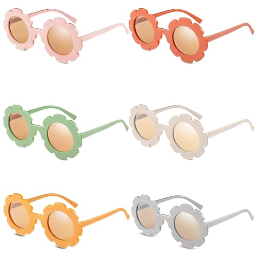 SHANKAM Gafas de Sol de Flor, 6 Pares Gafas de sol para Niños, Gafas Fiesta Divertidas Flores para Verano Playa, Piscina, Accesorios de Fotos