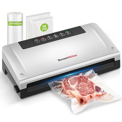 Bonsenkitchen Macchine Sottovuoto Alimenti, Tecnologia Globefish per lavoro continuo ad alta velocità, vuoto veloce,...