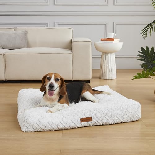 Image of Modern Threads Ultra Plush Orthopedic Memory Foam Pillow Bed for Large Dogs with Supportive Filling and Stylish Textured Design, Grey, (36 inch L x 27 inch W x 4 inch Th)