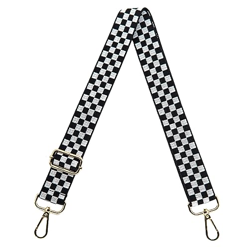 S&loyoe Purse Straps Replacement Crossbody Bag Strap Adjustable Wide Guitar Straps for Handbags 1.5inch (Checkered white black)