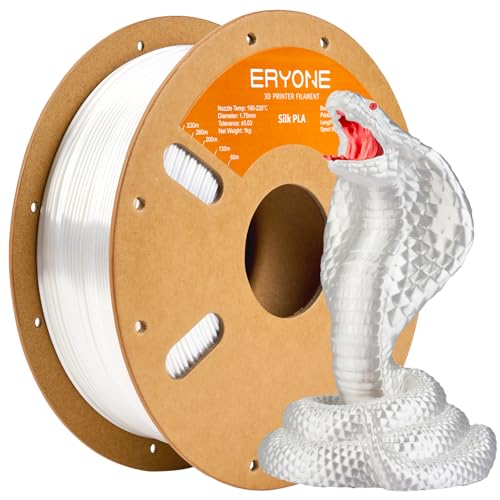 ERYONE Silk PLA Filament for 3D Printer, 1.75mm +/- 0.03mm, 1kg (2.2LBS)/Spool, Silk White