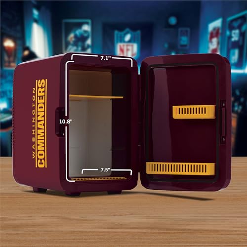 Image of Ukonic NFL 15-Can Mini Fridge 10L - AC /DC Powered, Official Team Colors & Logo, Portable Cooler for Tailgates, Home, Office, or Car