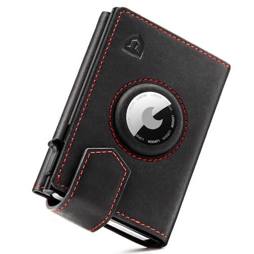 [LORZOR] ミニ財布 AirTag 財布 カードケース エアタグ 本革 スマートウォレット 小銭入れ カードウォレット クレジットカードケース メンズ スキミング防止 RFID コンパクト 三つ折り 薄型 大容量 AirTag 第2世代対応