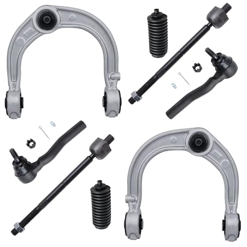 Image of Detroit Axle - RWD Front End Suspension Kit for 2003-2007 Cadillac CTS 2 Upper Control Arms w /Ball Joints 4 Inner & Outer Tie Rod End Links 2 Boots 2004 2005 2006 Replacement - 8pc Set