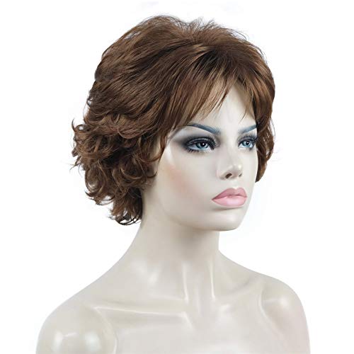 Aimole Short Curly Synthetic Wigs Full Capless Hair Women's Thick Wig for Everyday (30 Medium Auburn) - Thumbnail 4