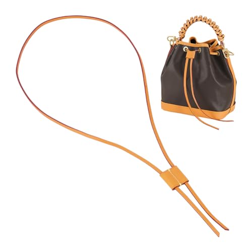 WADORN Genuine Leather Drawstring Strap for Noe Bucket Bag, 36.6 Inch Detachable Purse Pull String Strap Replacement DIY Crochet Bag Bunches Pocket Drawstring for Noe BB NM GM Bucket Bag, Camel