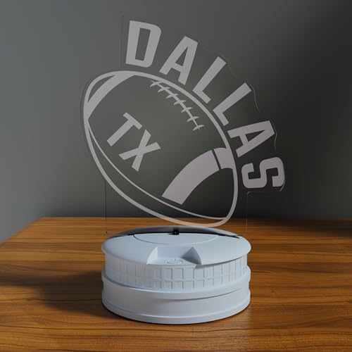 Image of CLORURBANLIVE 3D Football Dallas Night Light 3D Illusion Lamp with Remote Control 16 Color Options Sports Decor Lighting for Fans - Multicoloured OneSize