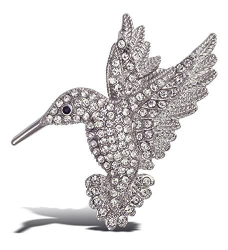 Imán decorativo de colibrí brillante plateado miniatura 1