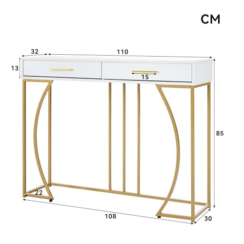 Mesa auxiliar de sofá de 120 cm con 2 cajones para entrada y salón 2