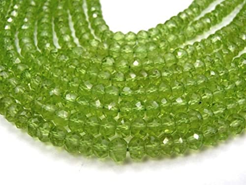 Perle péridot 3mm rondelle facettée fil pierre semi précieuse LKBEADS