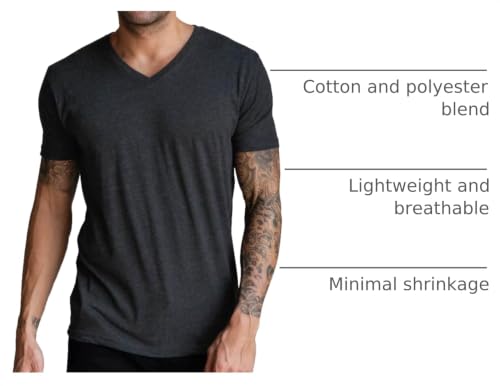 Image of Men's V-Neck T-Shirt Fitted Short Sleeve Soft Cotton Vneck Tees S-2XL