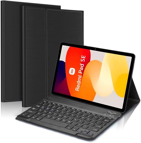 Image of ProElite Keyboard case for Redmi Pad SE 11 inch, Magnetic Detachable Wireless Bluetooth Keyboard Redmi Pad SE 11 inch, Black