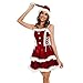 Women's Sexy Christmas Lingerie Set Santa Lace Up Velvet Xmax Sexy Babydoll Fuzzy Cosplay Soft Naughty Comfort Sleepwear Red,XL
