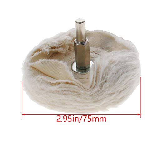 Image of Utoolmart 4 Pcs 3-Inch Buffing Polishing Pad Wheels Cotton with 1 /4-inch Handle for Manifold Aluminum Stainless Steel Chrome