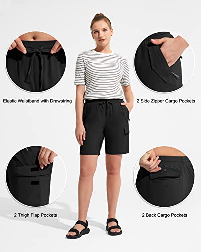 Viligo Womens Golf Shorts 7.5" Cargo Shorts Quick Dry Water Resistant Lightweight Athletic Hiking Shorts With Pockets Black M #TOP3