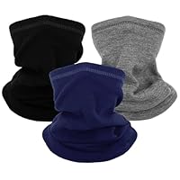 lifwimner 3 Pack Winter Neck Warmer for Kids, Warm Fleece Windproof Neck Gaiter Ski Mask for 3-6 Year Boys Girls Scarf Snood for Running Cycling Outdoor Sports (Black+Grey+Navy)
