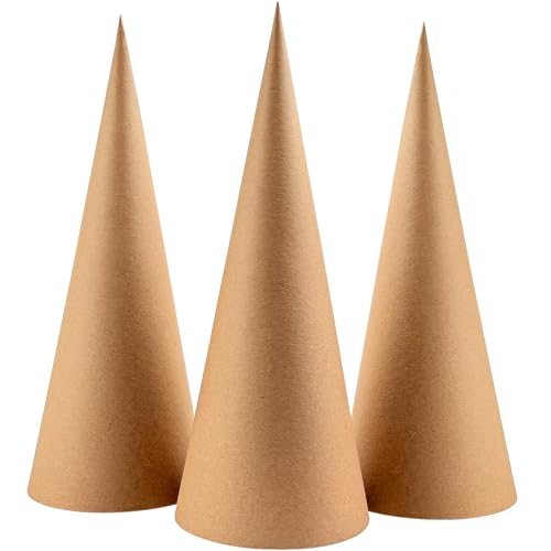 3 Pcs Paper Mache Cones Open Bottom 13.8 x 5 in Extra Thick Cardboard Cones for Crafts Paper Cones for Christmas Valentine Gnomes Christmas Tree DIY Projects and Decorations