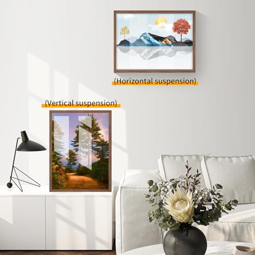 puthiac 22x28 Picture Frames for Wall - Minimalist 22x28 Oak Wood Frames, 22"x28" Poster Frame Wood, Natural Solid Wooden Picture Frames for Wall Art Photo and Prints(1 Pack, Walnut)